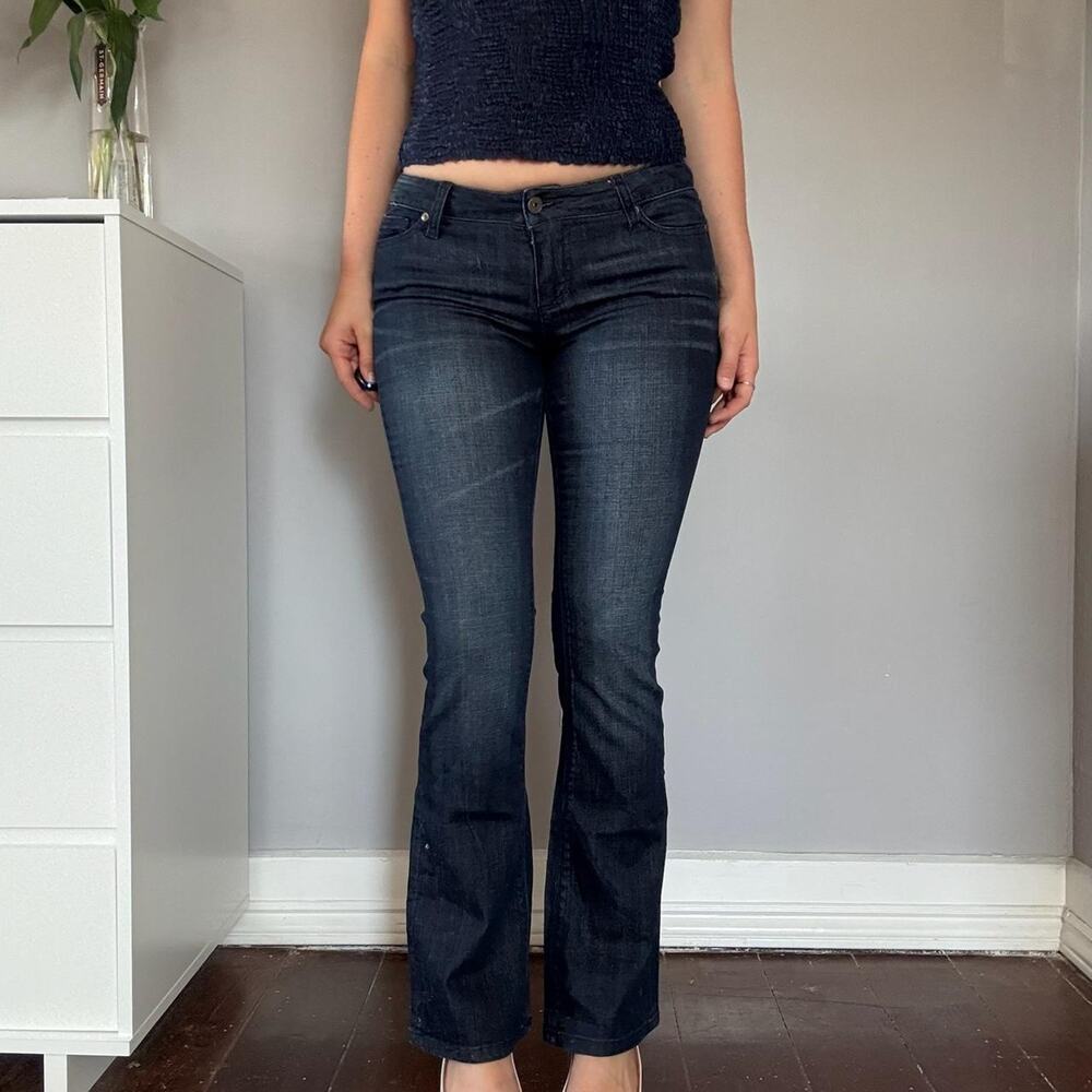 Dark blue denim low waisted